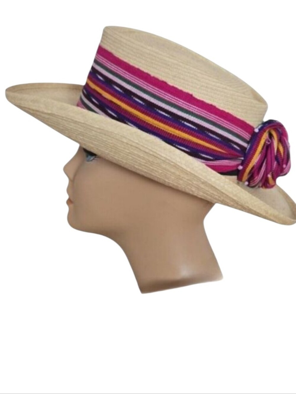 Vintage La Giralda Guatemala Handcrafted Palm Leaf Sun Hat Size 58 Boho Resort